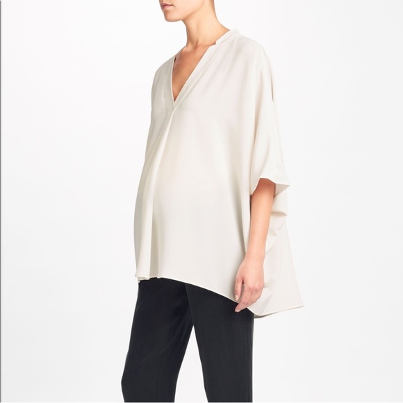 HATCH The Notched Blouse Cream One Size Deep VNeck Dolman Elbow Sleeve Maternity - Picture 2 of 8